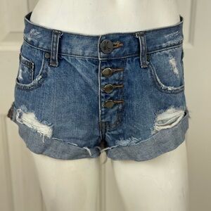 One X One Teaspoon Harlets High Rise Exposed Button Fly Jean Shorts 24